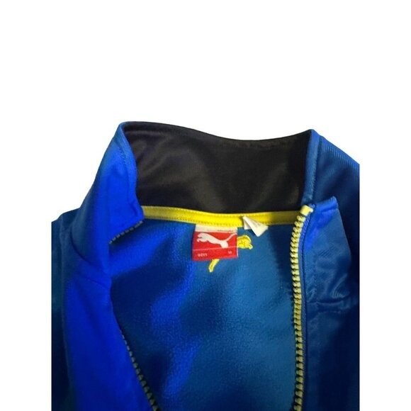 Puma Track Jacket Blue Yellow Logo Boys Size Medium - Picture 7 of 10